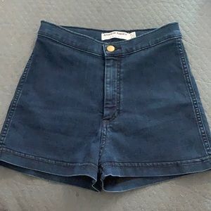 American Apparel high-waisted, dark Jean shorts